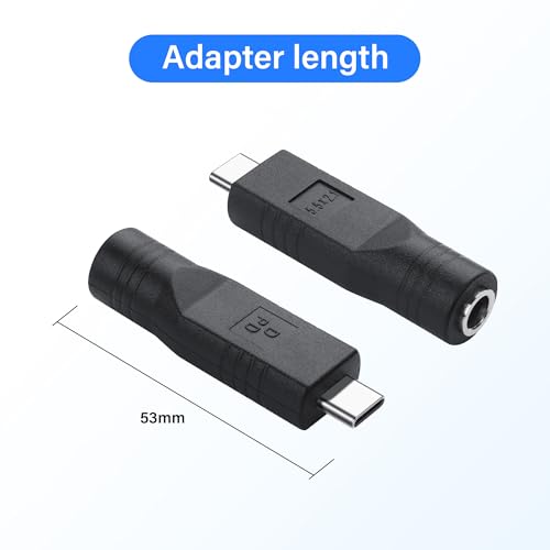 USB C Male to DC Female Power Adapter Type-C to DC 5.5 x 2.1mm Female Converter Work with 20V/100W+ Type-C PD Source(2-Pack)