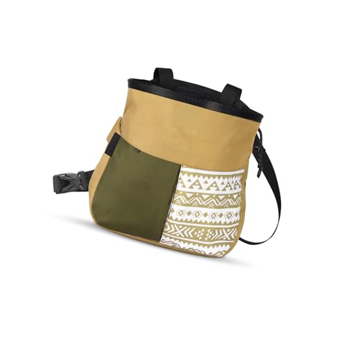Keenso Mountaineering Chalk Bag Large Capacity Bouldering Chalk Bag Holds 700g Powder Wide Mouth Opening Dual Carry Points Front Pocket for Climbing Training Outdoor Sports - size: Small Khaki