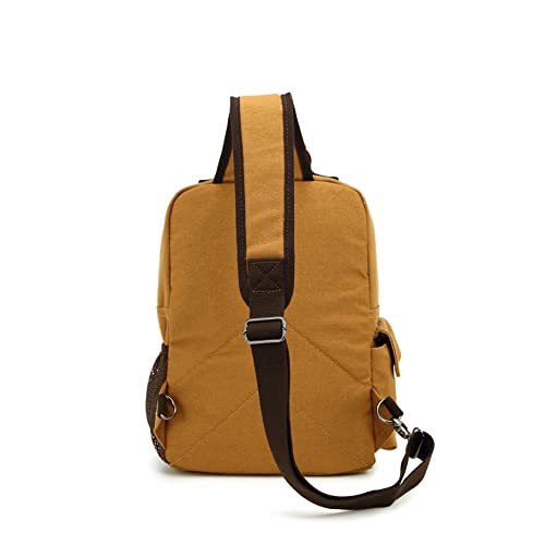 Sechunk Canvas Messenger Bag Sling Bag Crossbody Bag Shoulder Bag Retro Cross Body Handbags - color: Yellow, size: Large