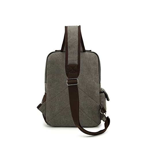 Sechunk Canvas Messenger Bag Sling Bag Crossbody Bag Shoulder Bag Retro Cross Body Handbags - color: Grey, size: Large