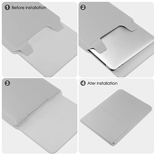 HoYiXi 14 Inch Laptop Sleeve Case Leather Bag with Stand Compatible with Mac Book Pro 14 2021/ASUS Vivobook 14/HP Pavilion X360/IdeaPad 14/Dell HP ASUS Acer Huawei Matebook 14'' PC, Silver - color: Silver, size: 13.5-14 in