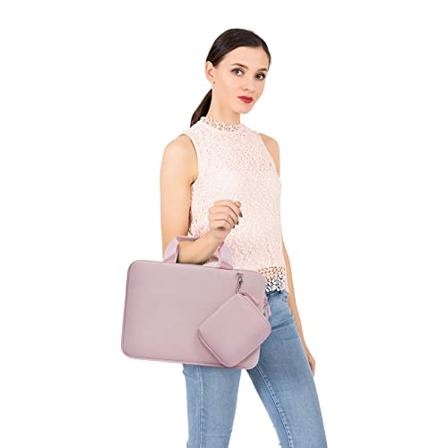 MOSISO Laptop Case 16 inch, 15-15.6 inch Laptop Sleeve Carry Computer Bag | Compatible with MacBook Pro 16, HP Acer Dell Lenovo ASUS, Neoprene Bag with Handle&Detachable Small Case, Pink - color: Pink, size: 16 inch