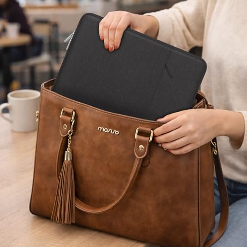 MOSISO Laptop Case 12.3 inch, 11-11.6 inch Laptop Sleeve Bag with Pocket | Compatible with MacBook Air 11.6, Acer HP Dell Lenovo Samsung, Surface Pro, Polyester Vertical Computer Bag, Black - color: Black, size: 12.3 inch