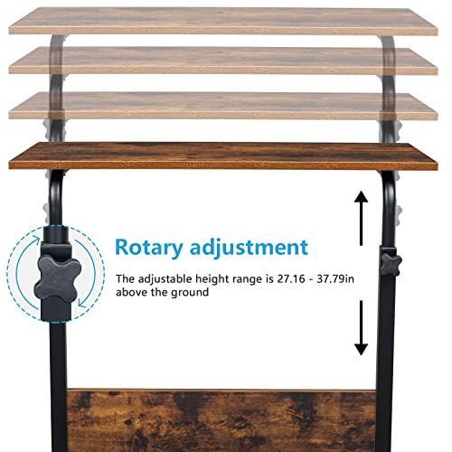 Adjustable Height Mobile Computer Desk, Rolling Laptop Stand Cart, Portable Standing Desk, Overbed Bedside Table - color: B