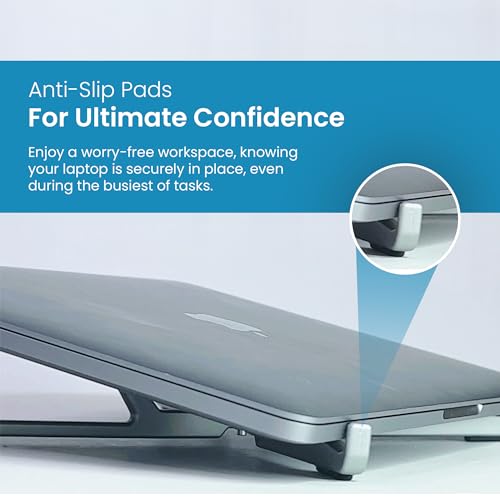 Portable Laptop Stand - Adjustable Foldable Riser, 10-16" (Black) - color: Black