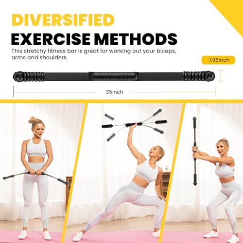 Ann Katy Upgraded Elastic Fitness Bar,Physical Therapy Equipment Training | Exercise Bar for Home Gym, Pilates, Yoga & Posture correct. Lightweight&Durable Bar for Physical Therapy, Arm Toning