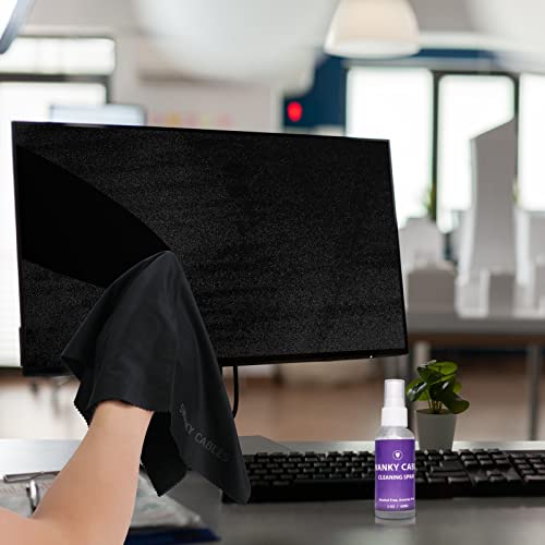 Swanky Cables Screen Cleaner Spray Kit - Electronic Cleaning for Computer, Laptop, TV, Phone, Tablet, PC, Keyboard, Car Display, LCD, LED, & 4K Flat Screen, Includes 2 Microfiber Cloth - 2 oz, 1 Pack - color: 1 Pack