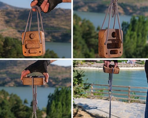 Portable Hangboard for Rock Climbing Holds,Fingerboard Trainer for Hand Grip Strengthener,Pinch Block Grip,Home Gym Fitness Workout Equipment -Hard Wood