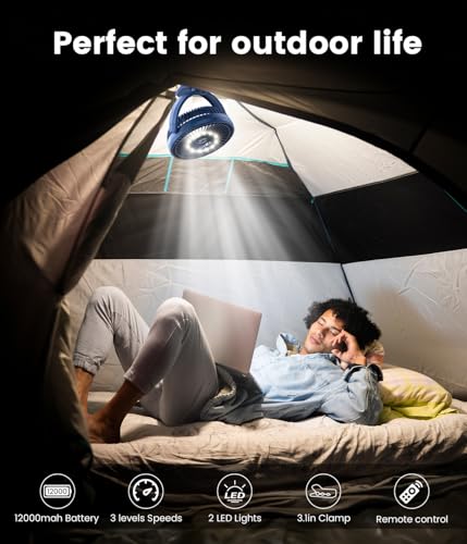 8" Clip on Fan, 20000mAh Rechargeable Fan Battery Portable, Strong Airflow | 3 Speeds, USB Fan Small Desk Fan Personal Quiet Fan for Office, Stroller, Bedroom, Camping, Gifts for Men, Blue - color: Blue