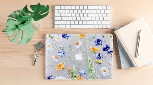 Case for MacBook Air 13 inch A1466 A1369 2010-2017 Release, 5 in 1 Matte Clear Hard Shell&Keyboard Cover&Screen Protector&Webcam Cover Compatible with Older Version Mac Air 13.3 inch - Floral - color: Z Blue Yellow