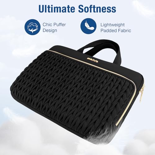 MOSISO Laptop Case 16 inch, 15-15.6 inch Laptop Sleeve, Black | Compatible with MacBook Pro 16 M5 M4 M3 M2 M1, HP Dell Acer Lenovo ASUS Notebook, Wheat Ear Quilted Bag with Handle&Pocket - color: Black, size: 16 inch