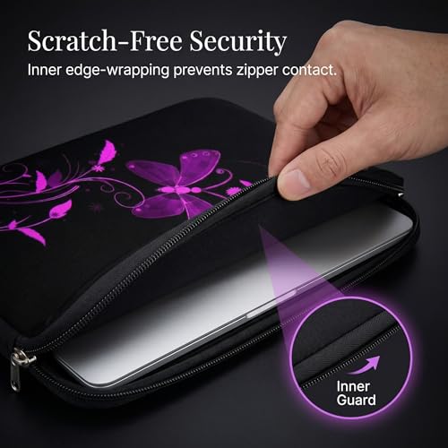 14 15 15.4 15.6 inch Laptop shoulder bag Notebook Handle Sleeve Neoprene Soft Carrying Travel Case with Accessories pocket (14-15.6 inch, Nice Butterfly) - color: Nice Butterfly, size: 14-15.6 inch
