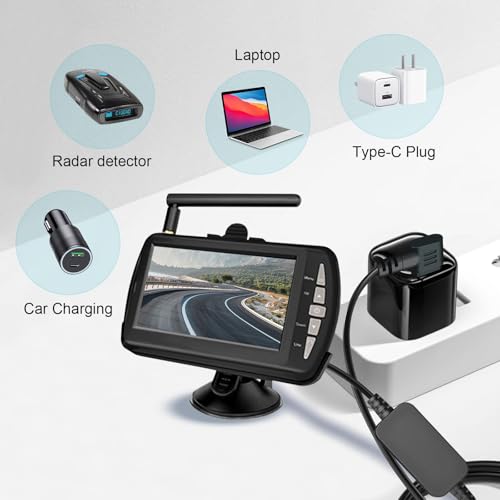 Furrion Vision S Display Power Cable Replacement - (9.84FT) | USB-C to DC 3.5mm Charger Adapter for FOS07TADS Monitor ,Compatible with FOS48TA-BL/FOS48TAPK-BL Hitch Backup Camera Systems - color: 9.84FT