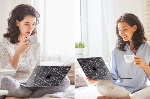 Tuiklol for MacBook Air 13 inch Case M5 2026 M4 2025 M3 2024 M2 2022 Release Model A3449 A3240 A3113 A2681,Plastic Hard Shell Cover for MacBook Air 13.6 with Touch ID, Gold Bow - color: Gold Bow