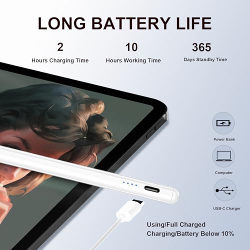 Stylus Pen for AMZ HD 10, Max 11, HD 8 Stylists Tablets, iPad, iPhone, Samsung, Lenovo, Pixel, and All Touch Devices (Black) - color: black