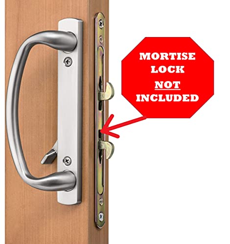 Rockwell Security Euro-Charlotte Sliding Glass Door Handlein White Finish fits 3-15/16" Screwholes and Fits Up to 1-3/4" Thick Doors - color: White