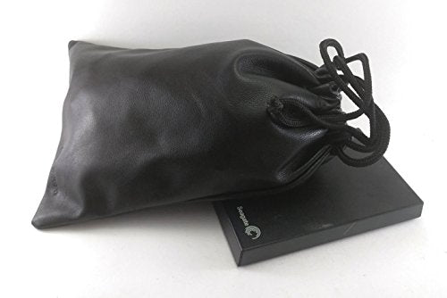 Multiple use Lambskin Leather Pouch with Drawstrings: (22 cm X 26 cm) - color: Black