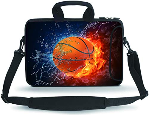 14 15 15.4 15.6 inch Messenger Bag Carrying Case Sleeve with Handle Accessory Pocket Fits 14 to 15-Inch Laptops/Notebook/Ebooks/Kids Tablet/Pad(Basketball Fire) - color: Basketball Fire, size: 14-15.6 inch