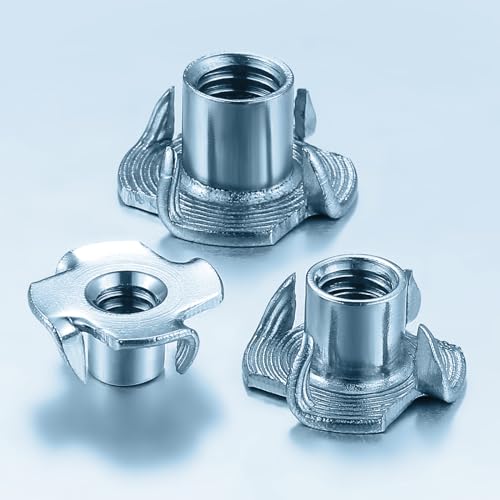 T-Nuts 1/4 * 20 (100 pcs), zinc Plated Steel, for Wood, Climbing Holds and cabinets - color: Zinc, size: 1/4"-20