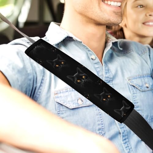 2 Pack Gothic Black Cat Car Seat Belt Pad Breathable Shoulder Harness Cover for Adult Use, Stroller Pushchair High Chair, Pressure Relief - color: Pattern 670