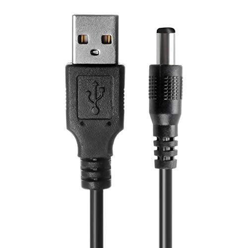 TENINYU USB 2.0 A Male to DC 5.5x2.1mm 5 Volt 24AWG DC Connector Charge Barrel Jack Power Cable Black, 3FT (Max 2.5 Ampere Power Cable, Center PIN Positive),2Pack
