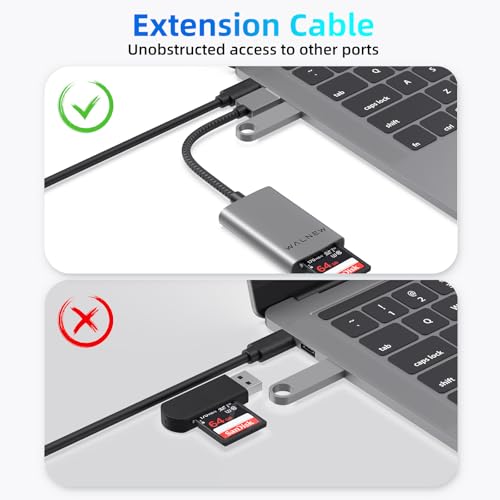 WALNEW USB 3.0 Micro SD Card Reader with Dual Slots, Memory Card Reader | Supports SD/SDXC/SDHC/Micro SDXC/TF/UHS-I, For Mac, Windows, Android, Laptop, Camera - color: PINK