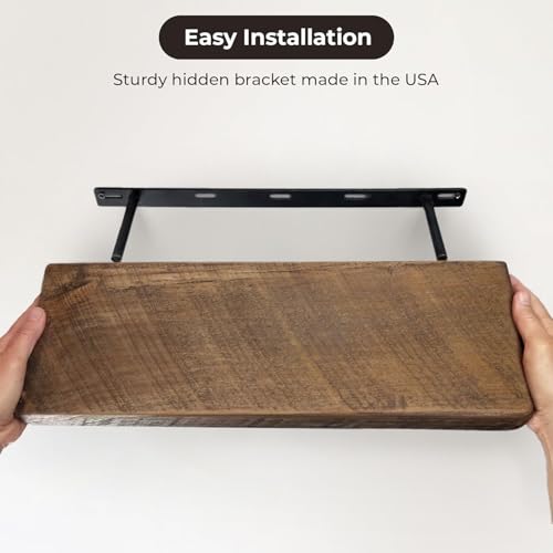 Reclaimed Wood Floating Shelves Real Solid Wood Floating Shelves Handmade Thick Shelf - size: 48x6