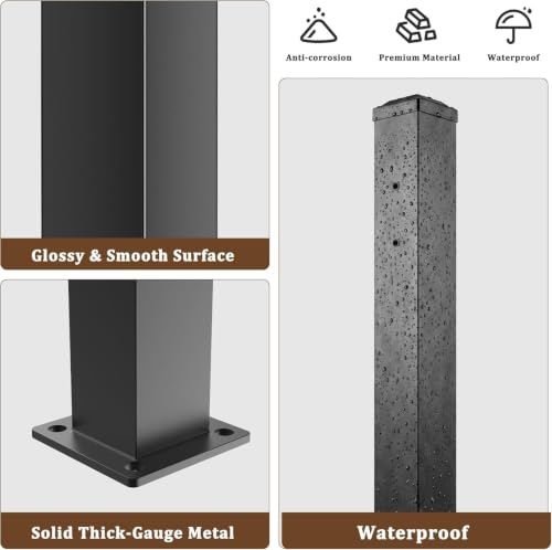 Aluminum 2.8 in. x 2.8 in. x 39 in.Railing Post with Screws, Porch and Deck Railing Post,Fence Poles for Decks, Stair Railing Porches(Terminal Column) - size: 39 In Post(Terminal )