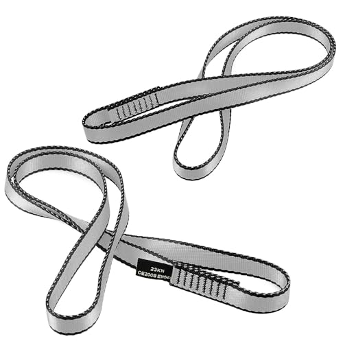 18MM Nylon Climbing Sling Runner 23KN CE2008/EN566 Rock Climbing Webbing Straps for Outdoor Climbing, Rappelling, Swing, Yoga Hammock etc - color: Grey|60cm/24inch|5PCS