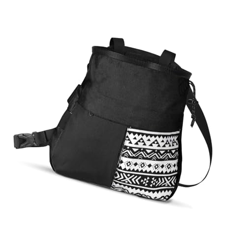 Mountaineering Chalk Bag, Large Capacity Sports Chalk Bag Holds 700g Powder, Wide Mouth Access, Trapezoidal Bottom, Dual Hanging Points for Rock Climbing Bouldering Training - size: Large Black