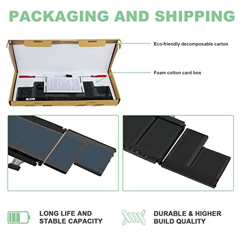 Futurebatt A1417 Replacement Battery for MacBook Pro 15 inch Model A1398(Early 2013 Mid 2012), Model EMC 2673 2512 Identifier: MacBookPro10,1 MC975LL/A ME665LL/A - size: A1417 14.61, 6.73, 0.98in