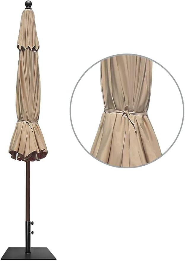 EliteShade USA 10-Year-Non-Fading 11Ft Market Umbrella Patio Outdoor Cylinder Auto Push-up Table Umbrella with Ventilation, Heather Beige