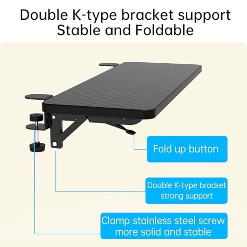 Sisyphy Ergonomics Desk Extender Tray, 29.5x9.5" Punch-Free Clamp on, Foldable Keyboard Drawer Tray, Table Mount Arm Wrist Rest Shelf, Computer Elbow Arm Support - color: Carbon, size: 29.5*9.5"(75*24cm)