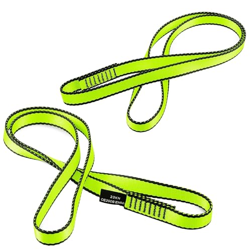 18MM Nylon Climbing Sling Runner 23KN CE2008/EN566 Rock Climbing Webbing Straps for Outdoor Climbing, Rappelling, Swing, Yoga Hammock etc - color: Green|60cm/24inch|5PCS