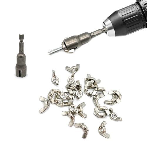 1/4" Wing Nut Driver Wing Nut Drill Bit Socket Wrenches 1/4 inch Hexagon Head Drill Driver Bits for Panel Nuts Screws Eye C Hook Bolt - size: Wing Nut Driver (1/4"-20) - 1 Pcs