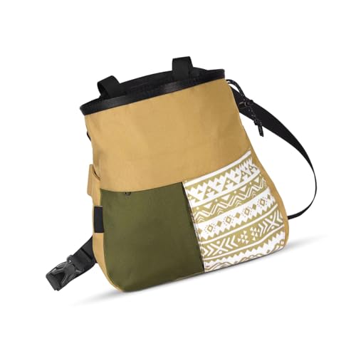 Keenso Mountaineering Chalk Bag Large Capacity Bouldering Chalk Bag Holds 700g Powder Wide Mouth Opening Dual Carry Points Front Pocket for Climbing Training Outdoor Sports - size: Large Khaki