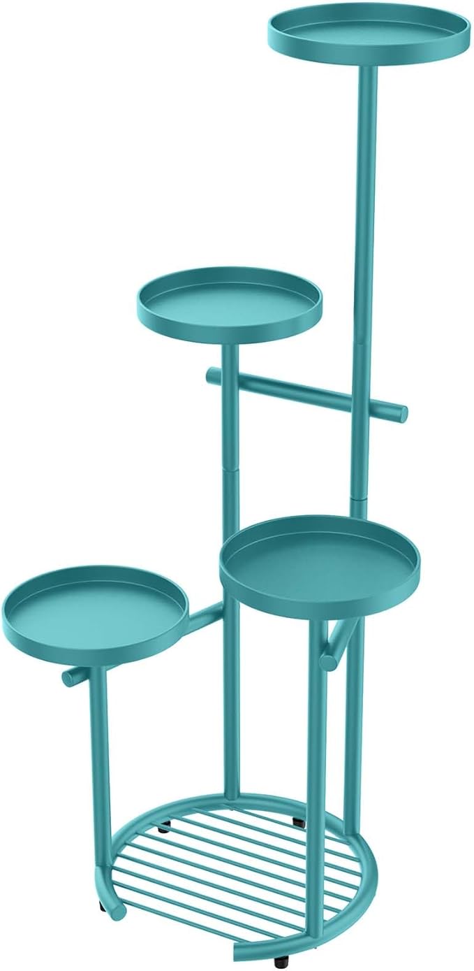 TOSKING 5 Tier Metal Plant Stand Indoor, Plant Shelf, Corner Shelf Flower Pot Stand for Outdoor Plant Stand for Living Room Balcony Garden Patio Bedroom (Blue, 38in)