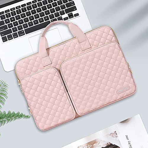 MOSISO 360 Protective Laptop Case 16 inch,15-15.6 inch Laptop Sleeve | Compatible with MacBook Pro 16 M5 M4 M3 M2 M1 HP Acer Dell Lenovo,Square Quilted Bag with 2 Pockets&Handle&Belt, Chalk Pink - color: Chalk Pink, size: 16 inch