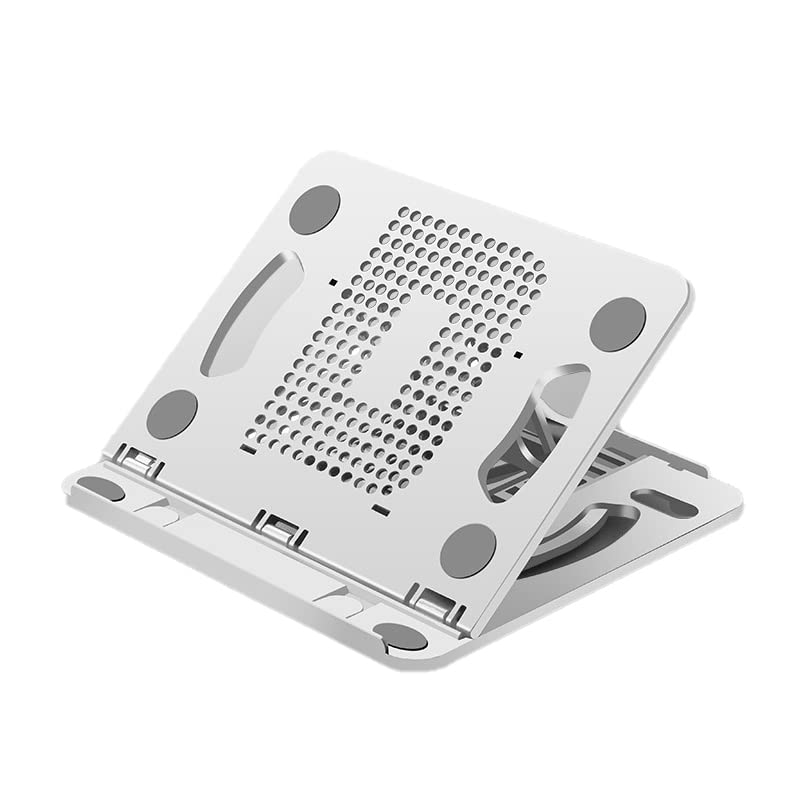 SUNGOOYUE Laptop Stand, 8 Angle Adjustable Foldable 360 Degree Rotating with Hollow Design for Office Home Classroom, Ergonomic Non Slip PP ABS Silicone Material (White) - color: White