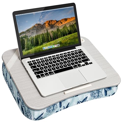 LAPGEAR Designer Lap Desk – Blue Blossoms, 2-Pack with Storage Basket - color: Blue Blossoms, size: 2-Pack Lap Desks + Basket