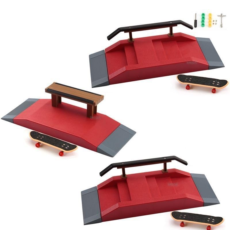 Fingerboard Obstacles Mini Skateboards Smooth Surface Plastic Skate Park Accessories with Fingerboard Wheels and Complete Tool Kit(B1) - color: B1