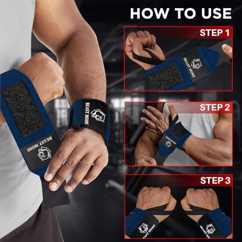 TECEUM Weightlifting 18" & 12" Wrist Wraps with Thumb Loop – Heavy Duty Wrist Workout Braces for Men and Women – Ideal for Powerlifting, Strength Training, Bodybuilding - color: Navy Blue, style: 18" – Arms on Fire