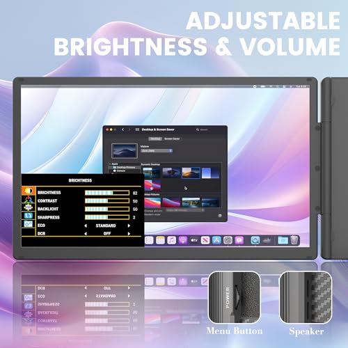KEFEYA 15.6" Laptop Screen Extender, Includes Power Bank, FHD 1080P IPS Triple Laptop Monitor Extender for 13-17" Laptops, Plug & Play with HDMI/USB-A/TYPE-C/Hub, Compatible with Windows, Mac, Android