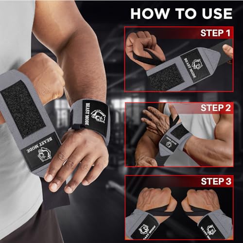 TECEUM Elastic Cotton Weightlifting Wrist Wraps with Thumb Loops, 1 Pair - color: Gray, style: 18" – Arms on Fire