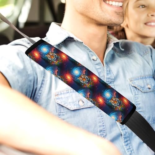 2 Pack Starry Night Floral Animal Tiger Seat Belt Shoulder Pad Breathable Shoulder Harness Cover for Child, All Vehicles, Neck and Shoulder Support - color: Pattern 176