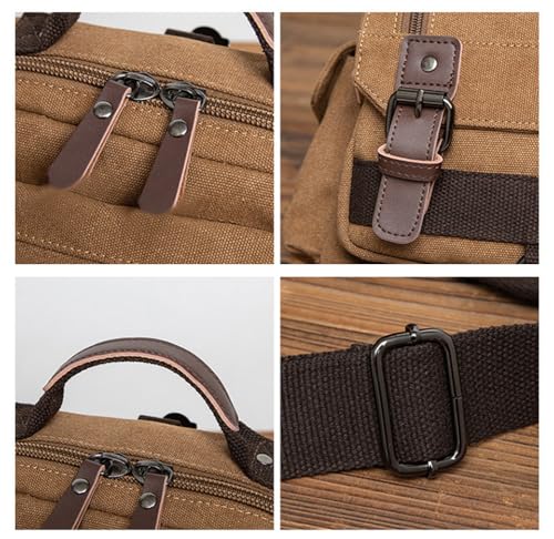 Sechunk Canvas Messenger Bag Sling Bag Crossbody Bag Shoulder Bag Retro Cross Body Handbags - color: Coffee, size: Large