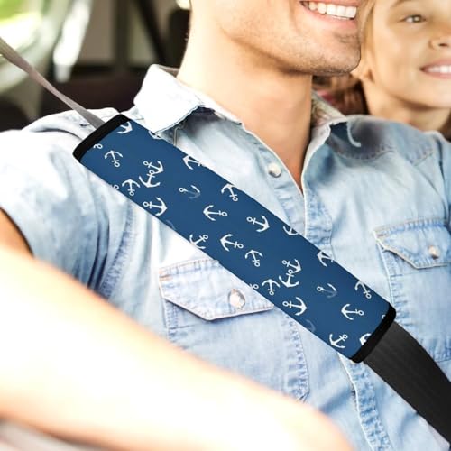2 Pack Nautical Anchor Car Seat Straps Shoulder Pads Soft Padded Seat Belt Cushion for Kids, All Vehicles, Pressure Relief - color: Pattern 674