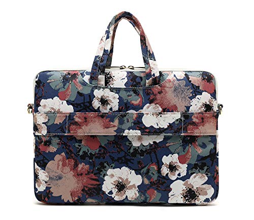 Camellia Pattern Laptop Shoulder Messenger Case Bag With 270 Degree Rebound Bubble Protection For Macbook Pro 15 and 15 inch-15.6 inch Laptop - color: camellia(270 Cushioned)
