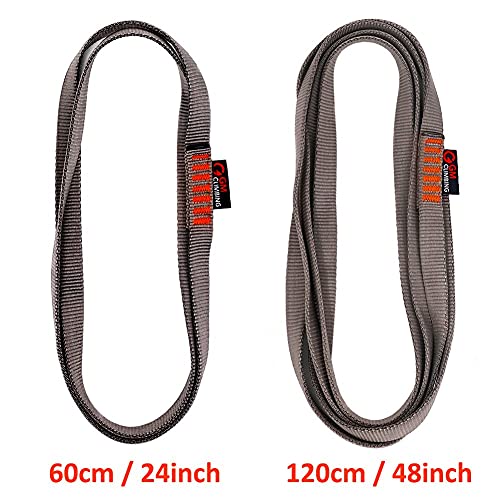 GM CLIMBING 16mm Nylon Sling Runner 22kN / 4950lbf CE UIAA Certified - color: Gray, size: 60cm / 24inch | Single Unit