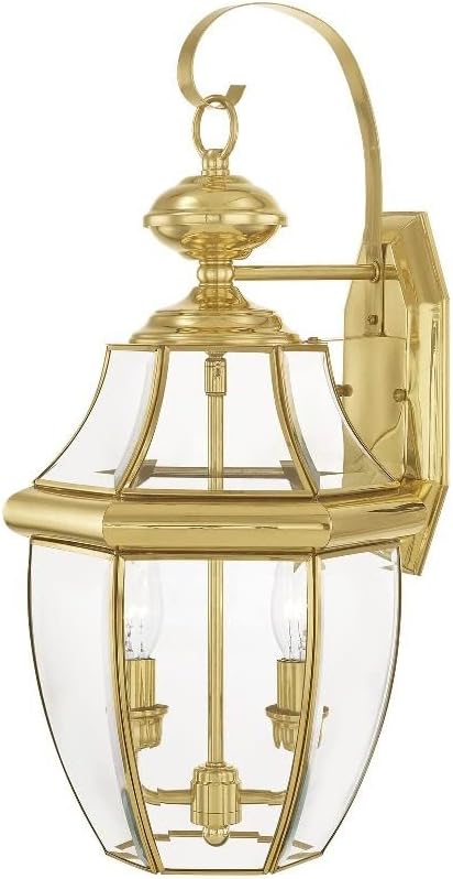 Livex Lighting 2251-07 Monterey 2 Light Outdoor Bronze Finish Solid Brass Wall Lantern with Clear Beveled Glass, 20.25" x 10.5" x 20.25"